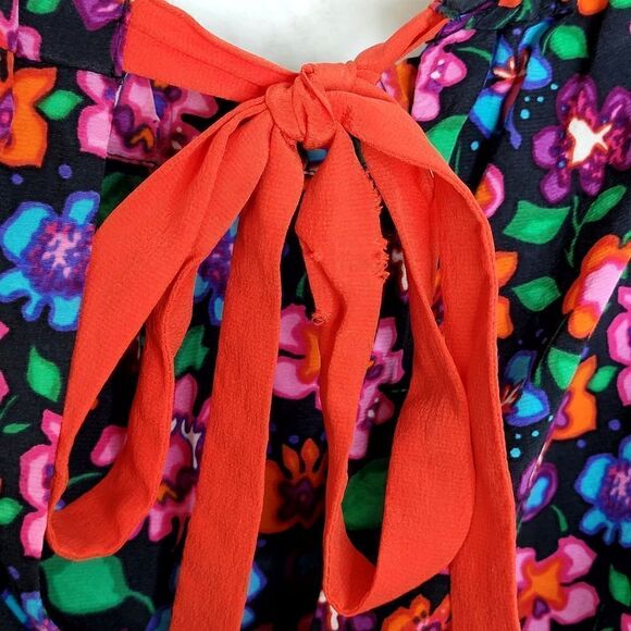 Kate Spade Floral Silk Blend Tie Back Tank Top Blouse Size 8 - Picture 6 of 8